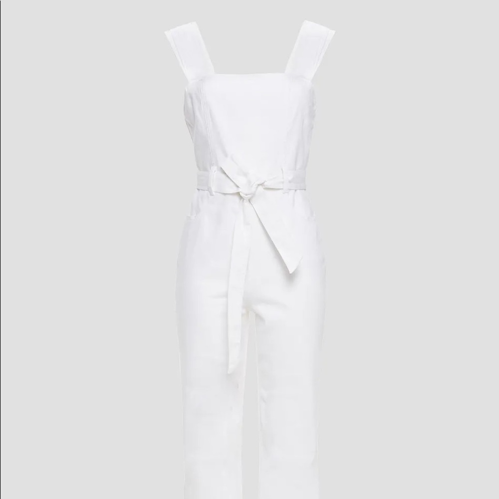 ALICE AND OLIVIA XS DENIM JUMPSUIT WHITE